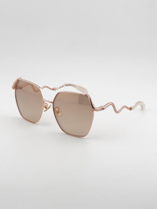Roberto Cavalli SRC035M 8FCG Sunglasses Gold Geometric Frame, Brown Lenses main image 8
